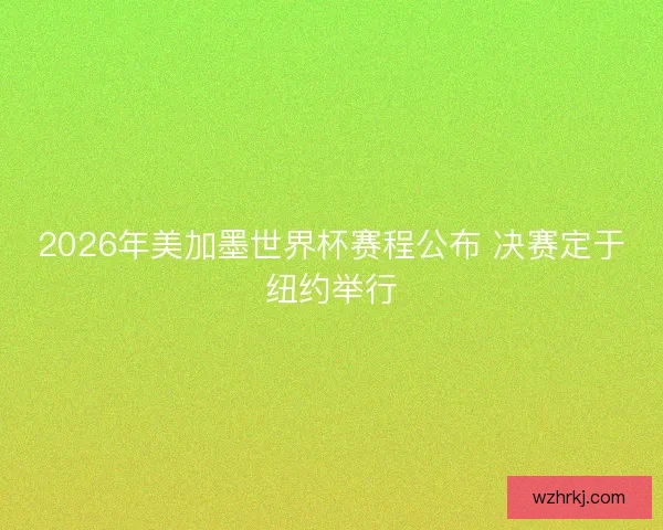 2026年美加墨世界杯赛程公布 决赛定于纽约举行